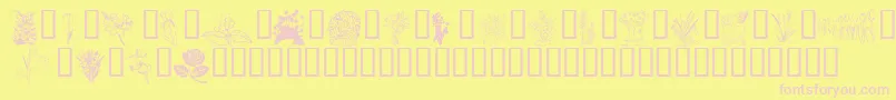 KrSpringMeToo-fontti – vaaleanpunaiset fontit keltaisella taustalla