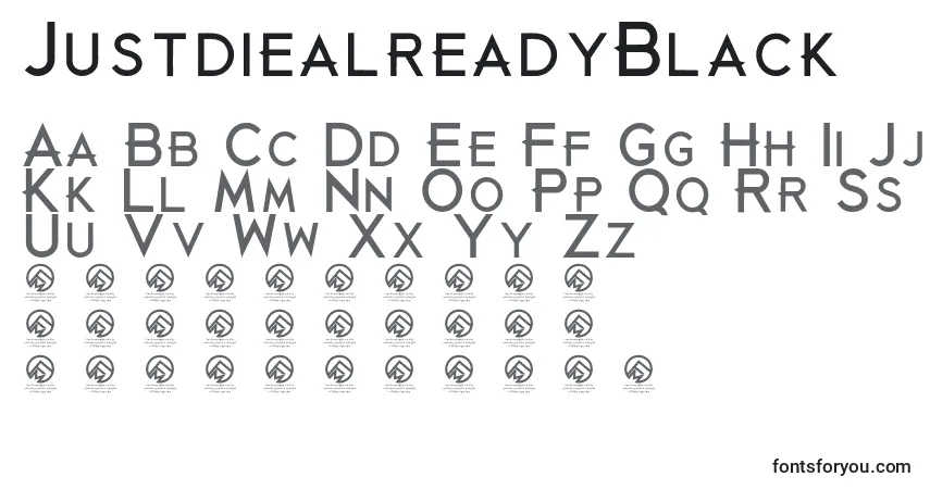 Fuente JustdiealreadyBlack (112324) - alfabeto, números, caracteres especiales