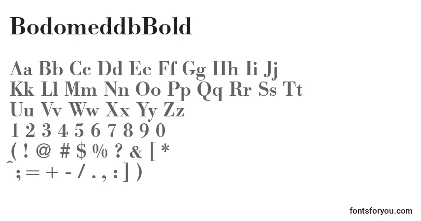 Schriftart BodomeddbBold – Alphabet, Zahlen, spezielle Symbole