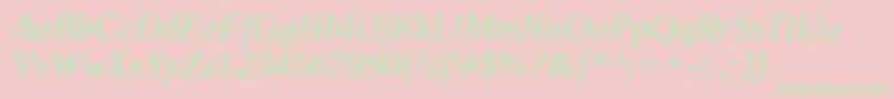 TinosItalic Font – Green Fonts on Pink Background