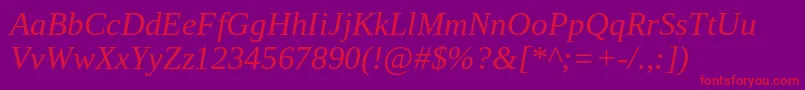 TinosItalic Font – Red Fonts on Purple Background