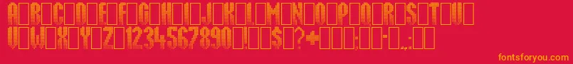 フォントDelus – 赤い背景にオレンジの文字