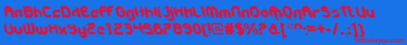 GetaroboclosedItalicalt Font – Red Fonts on Blue Background