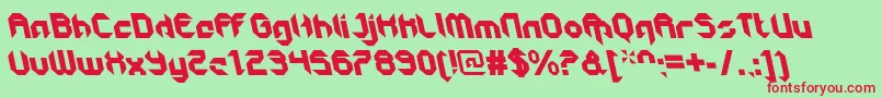 フォントGetaroboclosedItalicalt – 赤い文字の緑の背景