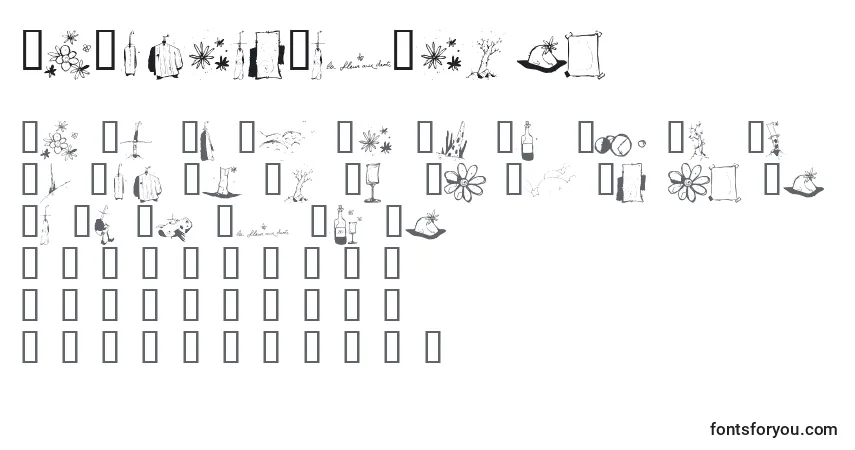 A fonte LaFleurAuxDents – alfabeto, números, caracteres especiais