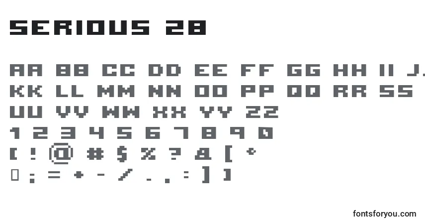 Шрифт Serious 2b – алфавит, цифры, специальные символы