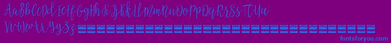 AziyaDemo-Schriftart – Blaue Schriften auf violettem Hintergrund