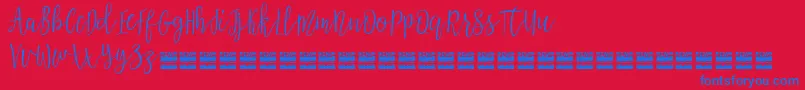 AziyaDemo-Schriftart – Blaue Schriften auf rotem Hintergrund