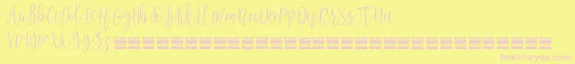 AziyaDemo-Schriftart – Rosa Schriften auf gelbem Hintergrund