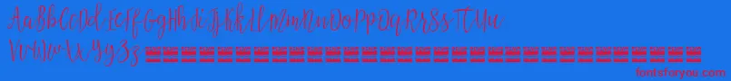 AziyaDemo-Schriftart – Rote Schriften auf blauem Hintergrund