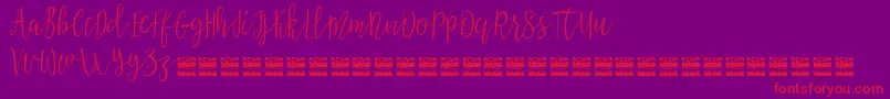 AziyaDemo-Schriftart – Rote Schriften auf violettem Hintergrund