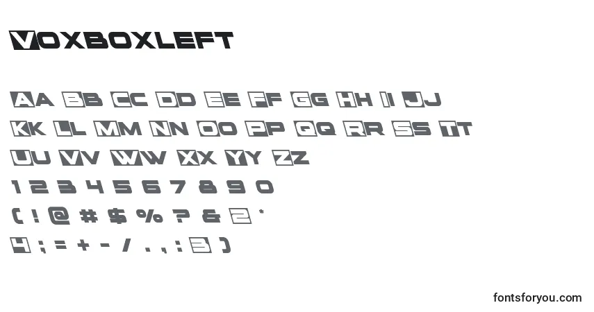 Voxboxleft Font – alphabet, numbers, special characters