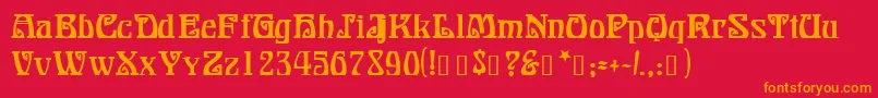 フォントBonapartModern – 赤い背景にオレンジの文字