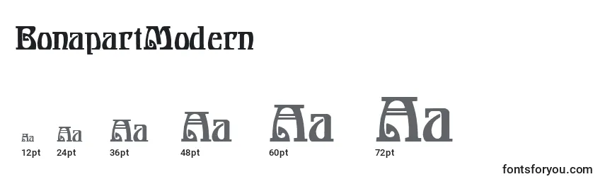 Размеры шрифта BonapartModern