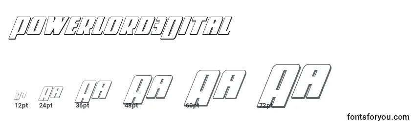 Powerlord3Dital Font Sizes