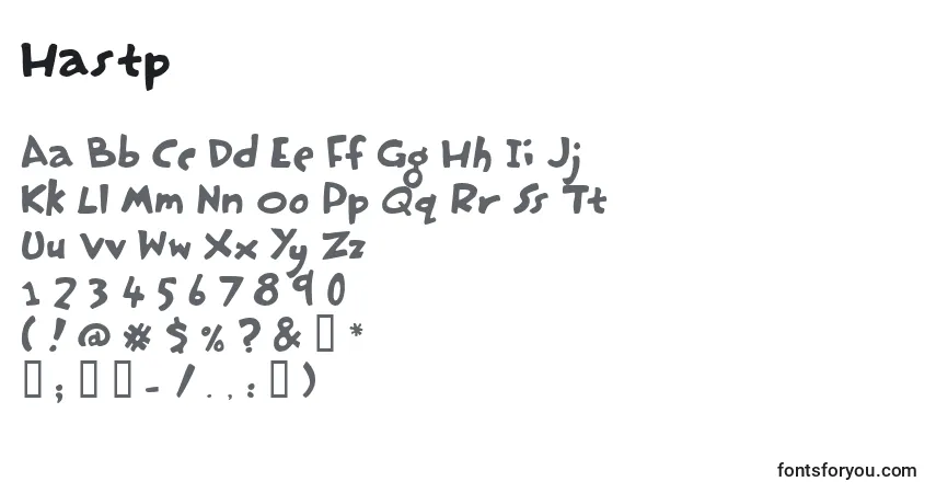 Czcionka Hastp – alfabet, cyfry, specjalne znaki