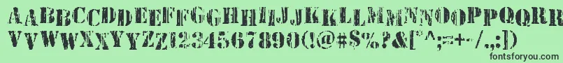 フォントWetworksstag – 緑の背景に黒い文字