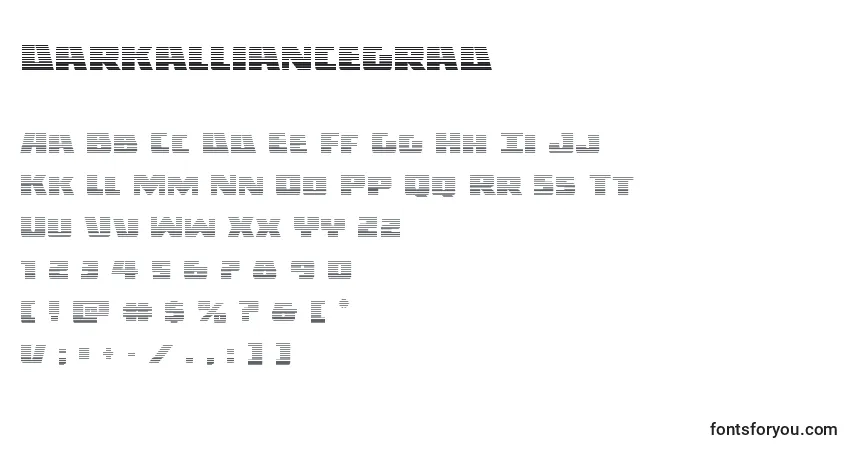 A fonte Darkalliancegrad – alfabeto, números, caracteres especiais