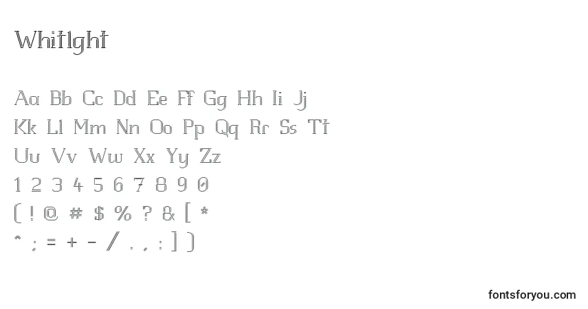Whitlght-fontti – aakkoset, numerot, erikoismerkit