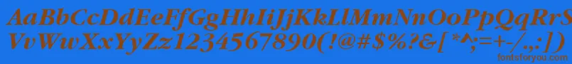 フォントGaramondItcTBoldItalic – 茶色の文字が青い背景にあります。