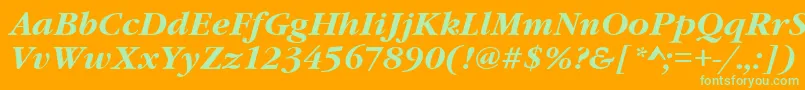 フォントGaramondItcTBoldItalic – オレンジの背景に緑のフォント