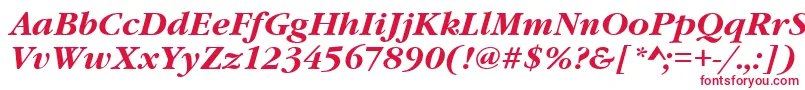 フォントGaramondItcTBoldItalic – 白い背景に赤い文字