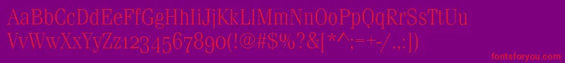 フォントFerraraOsfLightRegular – 紫の背景に赤い文字