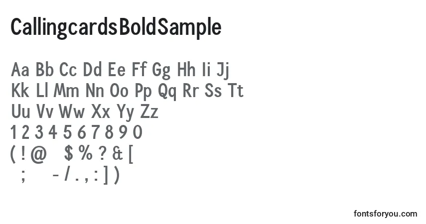 A fonte CallingcardsBoldSample (112348) – alfabeto, números, caracteres especiais