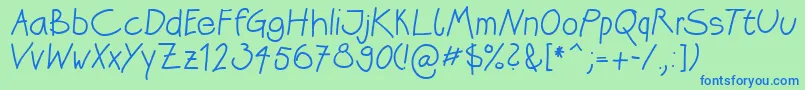 Katrins Font – Blue Fonts on Green Background