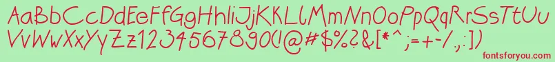 フォントKatrins – 赤い文字の緑の背景
