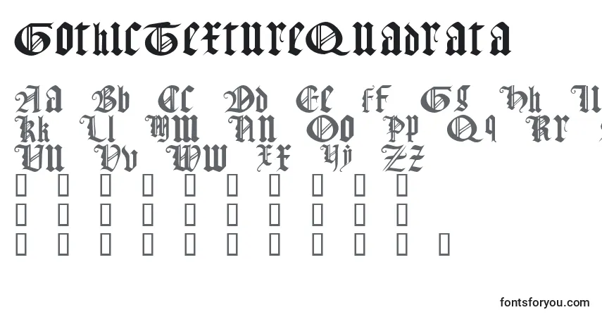 GothicTextureQuadrata-fontti – aakkoset, numerot, erikoismerkit