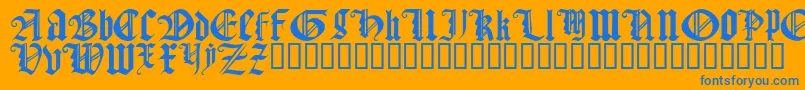 GothicTextureQuadrata-Schriftart – Blaue Schriften auf orangefarbenem Hintergrund