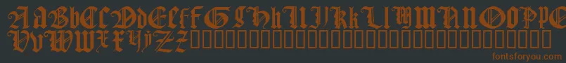 GothicTextureQuadrata-Schriftart – Braune Schriften auf schwarzem Hintergrund