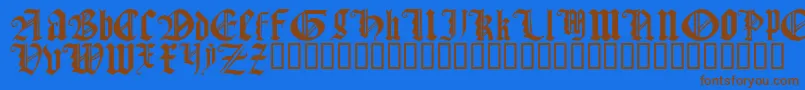 GothicTextureQuadrata-Schriftart – Braune Schriften auf blauem Hintergrund