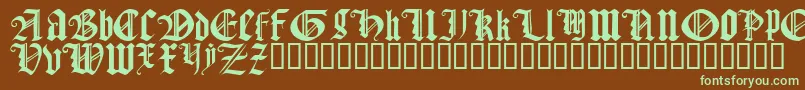 GothicTextureQuadrata-fontti – vihreät fontit ruskealla taustalla