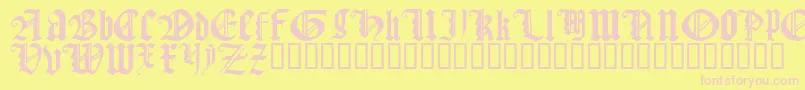 GothicTextureQuadrata-Schriftart – Rosa Schriften auf gelbem Hintergrund