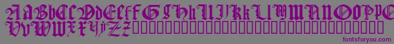 Czcionka GothicTextureQuadrata – fioletowe czcionki na szarym tle