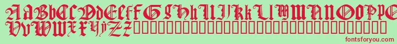 GothicTextureQuadrata Font – Red Fonts on Green Background