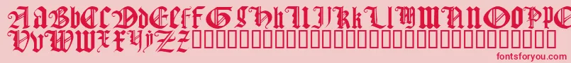 フォントGothicTextureQuadrata – ピンクの背景に赤い文字