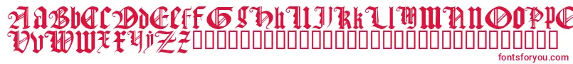 GothicTextureQuadrata-Schriftart – Rote Schriften auf weißem Hintergrund