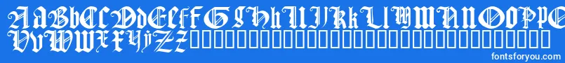 フォントGothicTextureQuadrata – 青い背景に白い文字