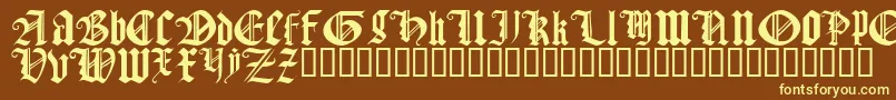 GothicTextureQuadrata-Schriftart – Gelbe Schriften auf braunem Hintergrund
