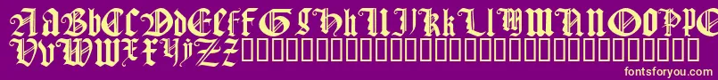 GothicTextureQuadrata Font – Yellow Fonts on Purple Background