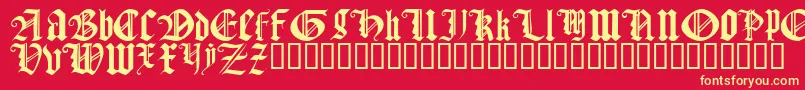 Fonte GothicTextureQuadrata – fontes amarelas em um fundo vermelho