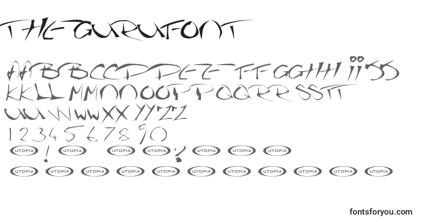 Czcionka Thegurufont – alfabet, cyfry, specjalne znaki