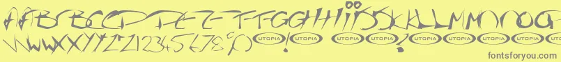 Fonte Thegurufont – fontes cinzas em um fundo amarelo