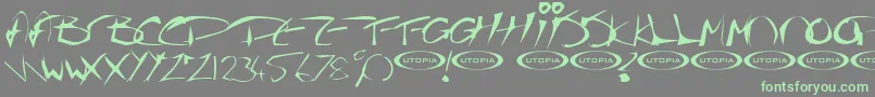 フォントThegurufont – 灰色の背景に緑のフォント