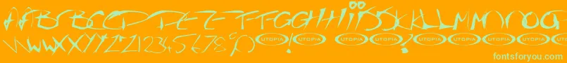 Шрифт Thegurufont – зелёные шрифты на оранжевом фоне