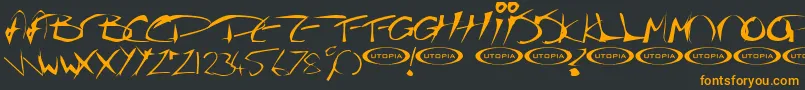 Thegurufont-fontti – oranssit fontit mustalla taustalla