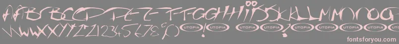 Thegurufont-fontti – vaaleanpunaiset fontit harmaalla taustalla